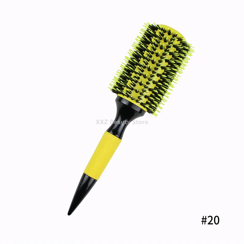 Professional 6pcs Round Hair Comb Set with Wooden Handles for Styling and Detangling