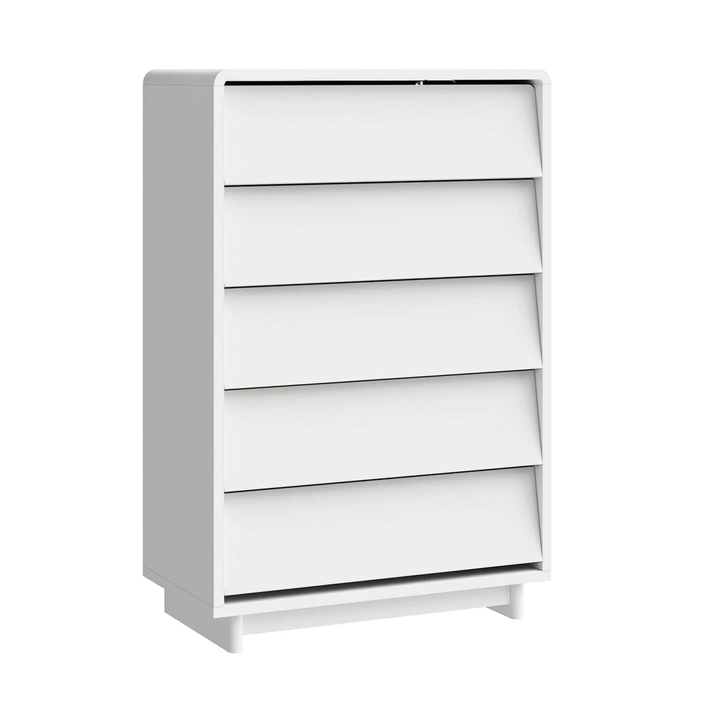 Modern 5-Drawer Wood Dresser with Handle-Free Curved Edges - Bedroom & Living Room Storage