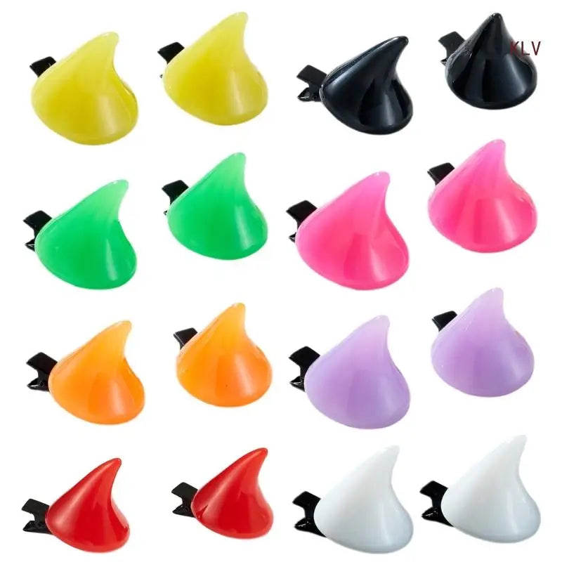 Colorful Devil Horn Hair Clips for Halloween Cosplay Party Accessories