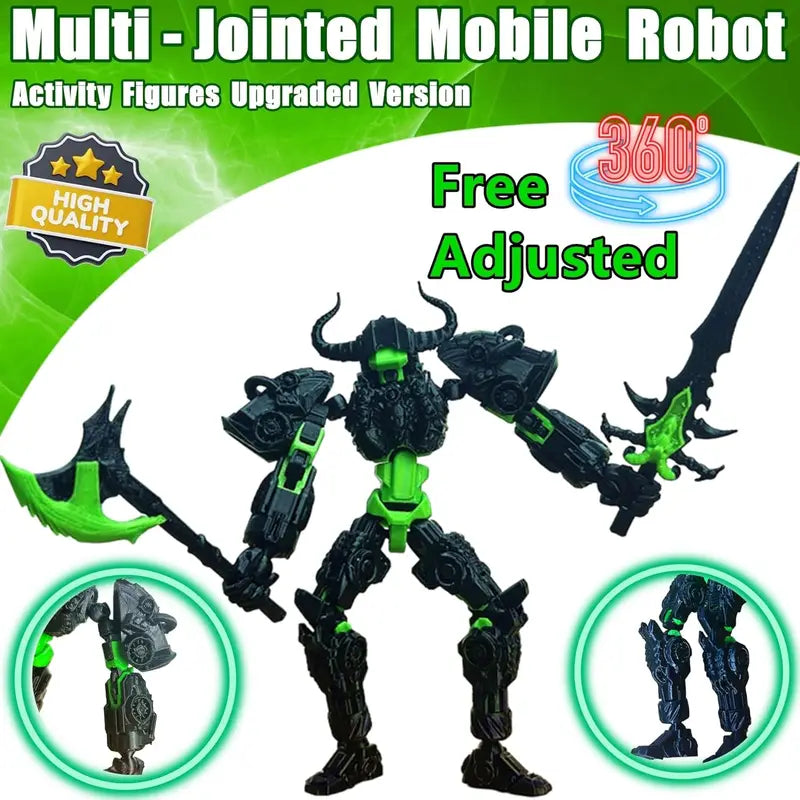 Multi-Jointed Action Figure Robot with Customizable Colors and Accessories