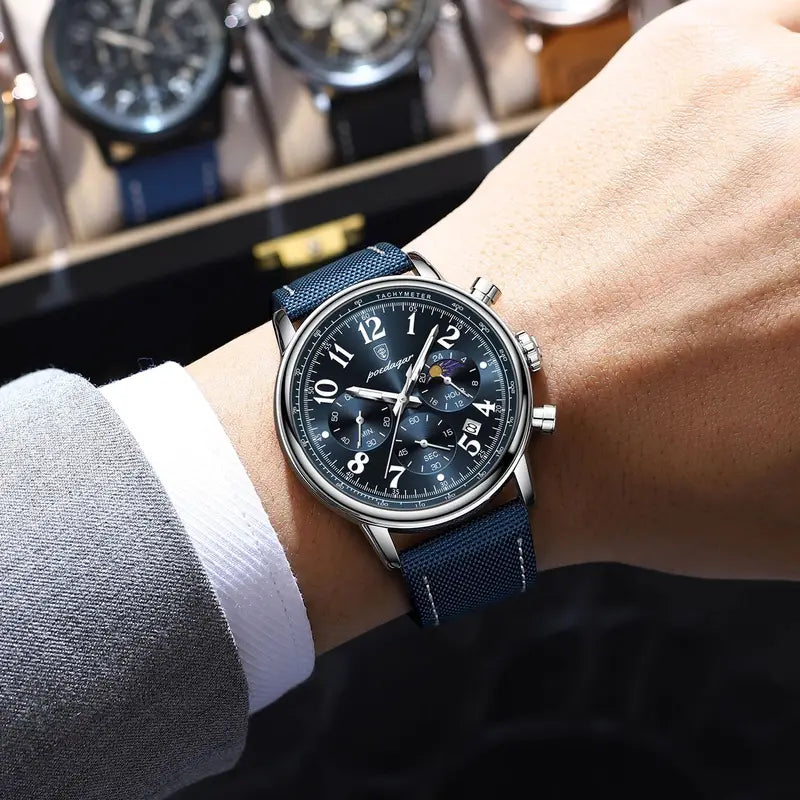 Luxury Waterproof Luminous Chronograph Men’s Military Sport Watch with Nylon Leather Strap