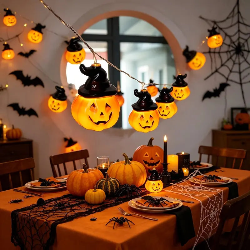 Halloween Pumpkin Fairy String Lights - Warm White 10LED Battery-Powered Decoration
