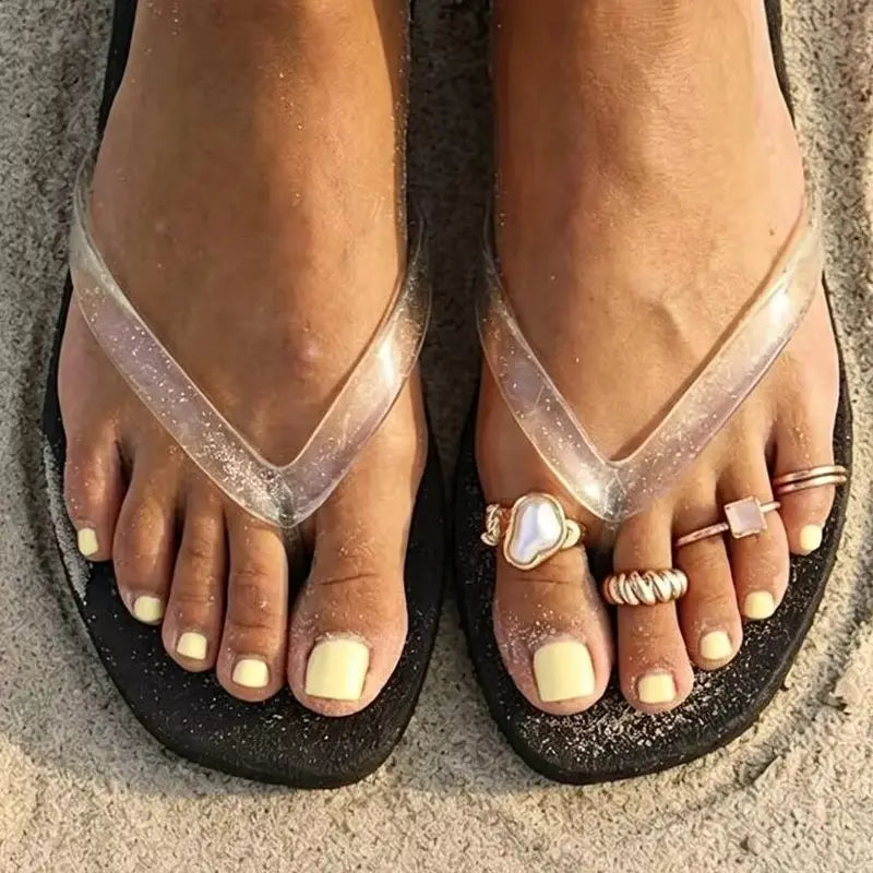 Adjustable Toe Rings Set for Women - Pearl Inlay Open Foot Jewelry