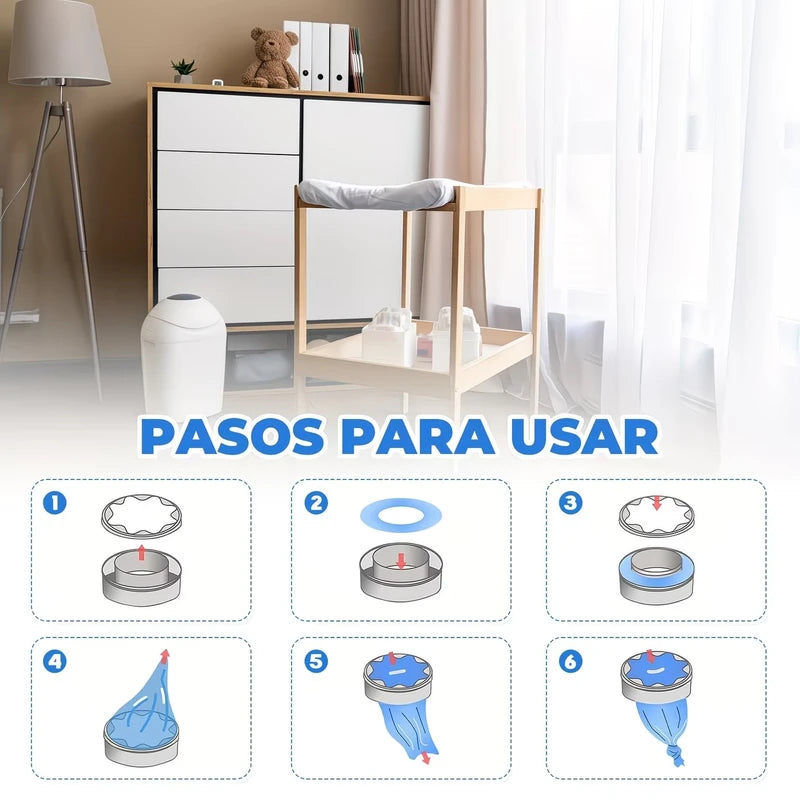 Diaper Pail Refill Bags - Scented, Tear-Resistant, Compatible with Genie, Angelcare, Munchkin