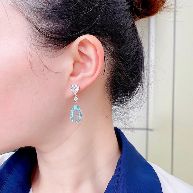 Aesthetic Cubic Zirconia Dangle Earrings for Women Silver & Gold Tone Jewelry