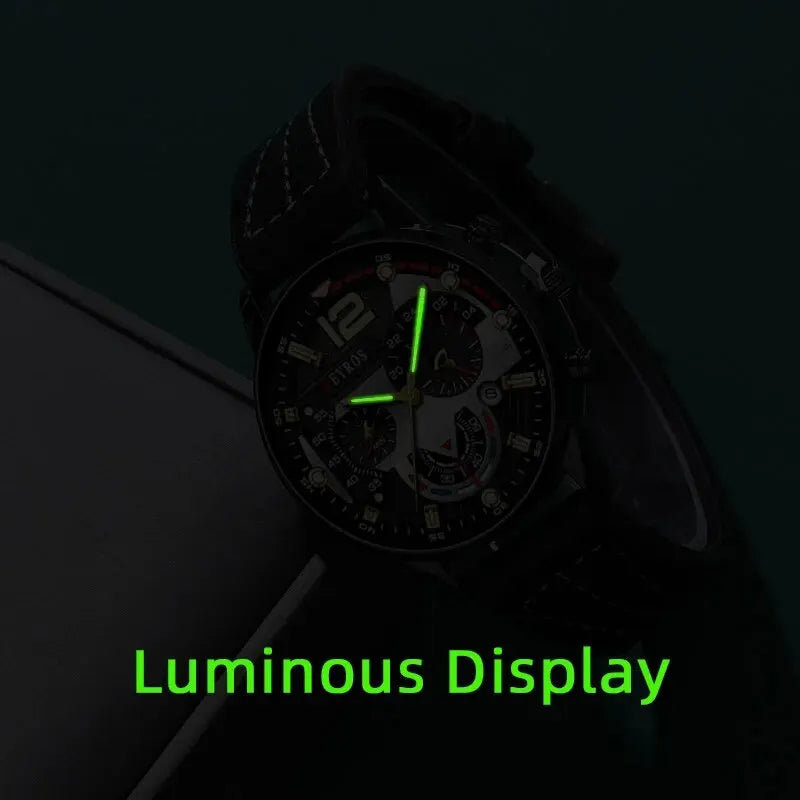 Men's Fashion Quartz Watch Set with Leather Strap and Calendar - Multiple Colors