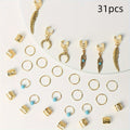 Set of 31 Turquoise Dreadlock Hair Beads and Rings for Braids - Hippie Style Hair Jewelry