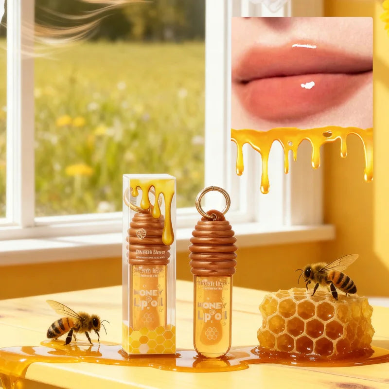 Moisturizing Lip Gloss with Keychain - Hydrating Lip Oil & Lipstick Glaze for Bags