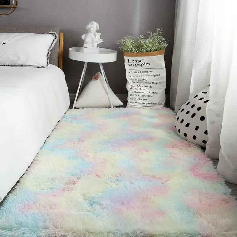 Modern Wind Silk Wool Rug - Fluffy, Durable, Machine Washable Bedroom and Living Room Floor Mat