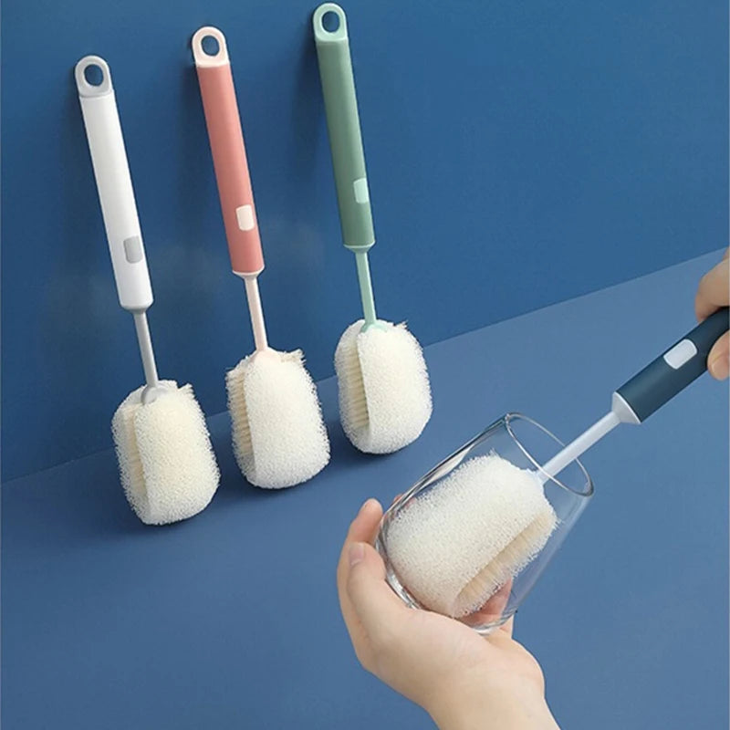 Removable Long Handle Sponge Bottle Brush for Glass and Stainless Steel Cleaning