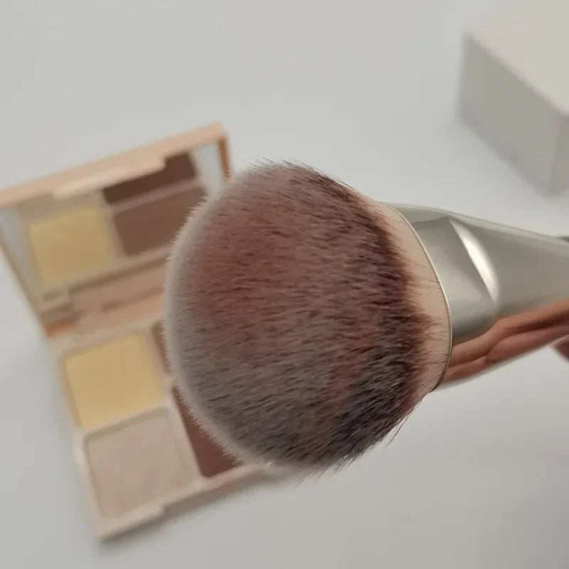 Contoured Makeup Brush Set - Angled Foundation and Concealer Tools with Red Wood Handles