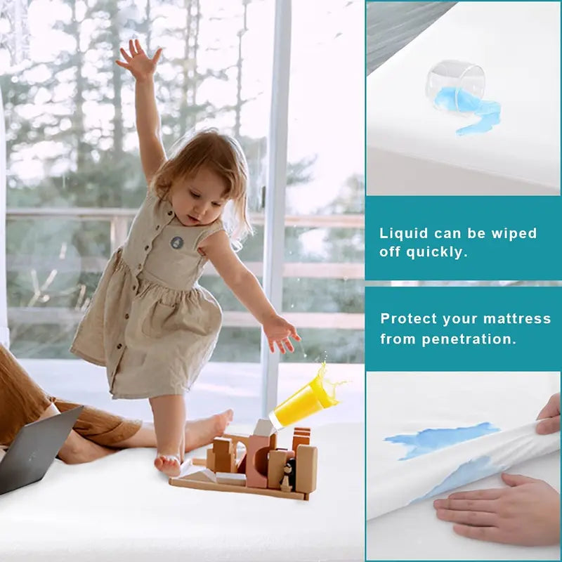 Baby Waterproof Mattress Protector Fitted Sheet Breathable Noiseless Crib Toddler Cover