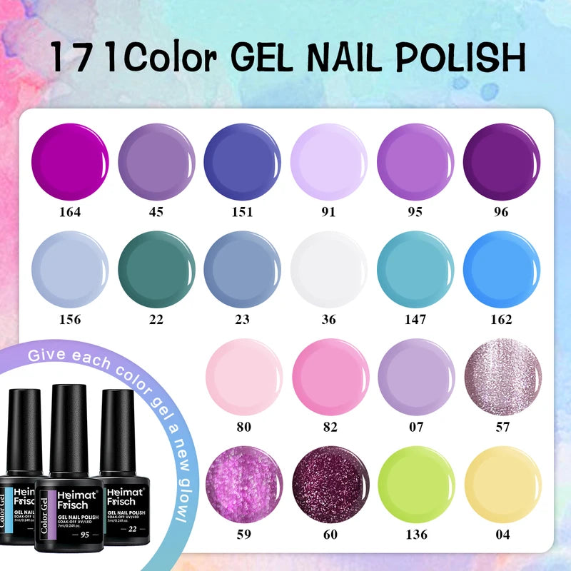 Glossy Semi-Permanent Gel Nail Polish Set - Trendy Color Block Series for Nail Art
