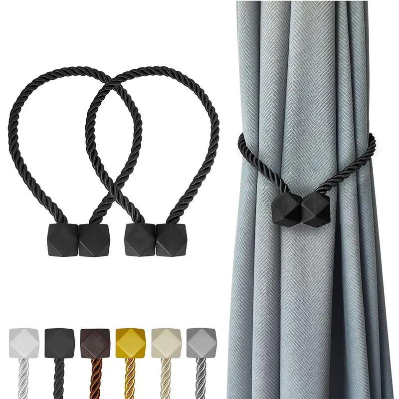 Magnetic Window Curtain Tiebacks 2Pcs Adjustable Rhombus Style Home Decor