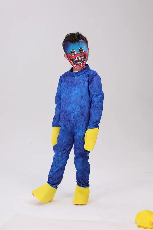 Halloween Cosplay Huggy Wuggy Costume Cartoon Horror Large Mouth Kids Fancy Dress