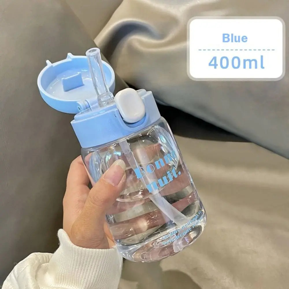 Kids Leak-Proof 400ml Cartoon Sippy Cup with Straw - Lightweight Plastic Water Bottle for Toddlers
