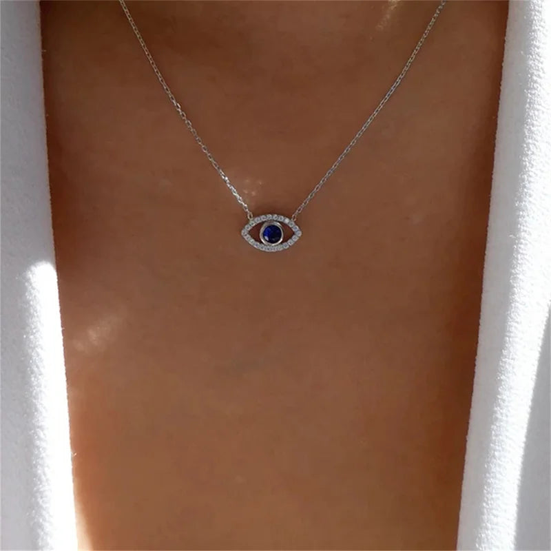 Minimalist Evil Eye Necklace for Women Turkish Blue Eyes Pendant Lucky Jewelry