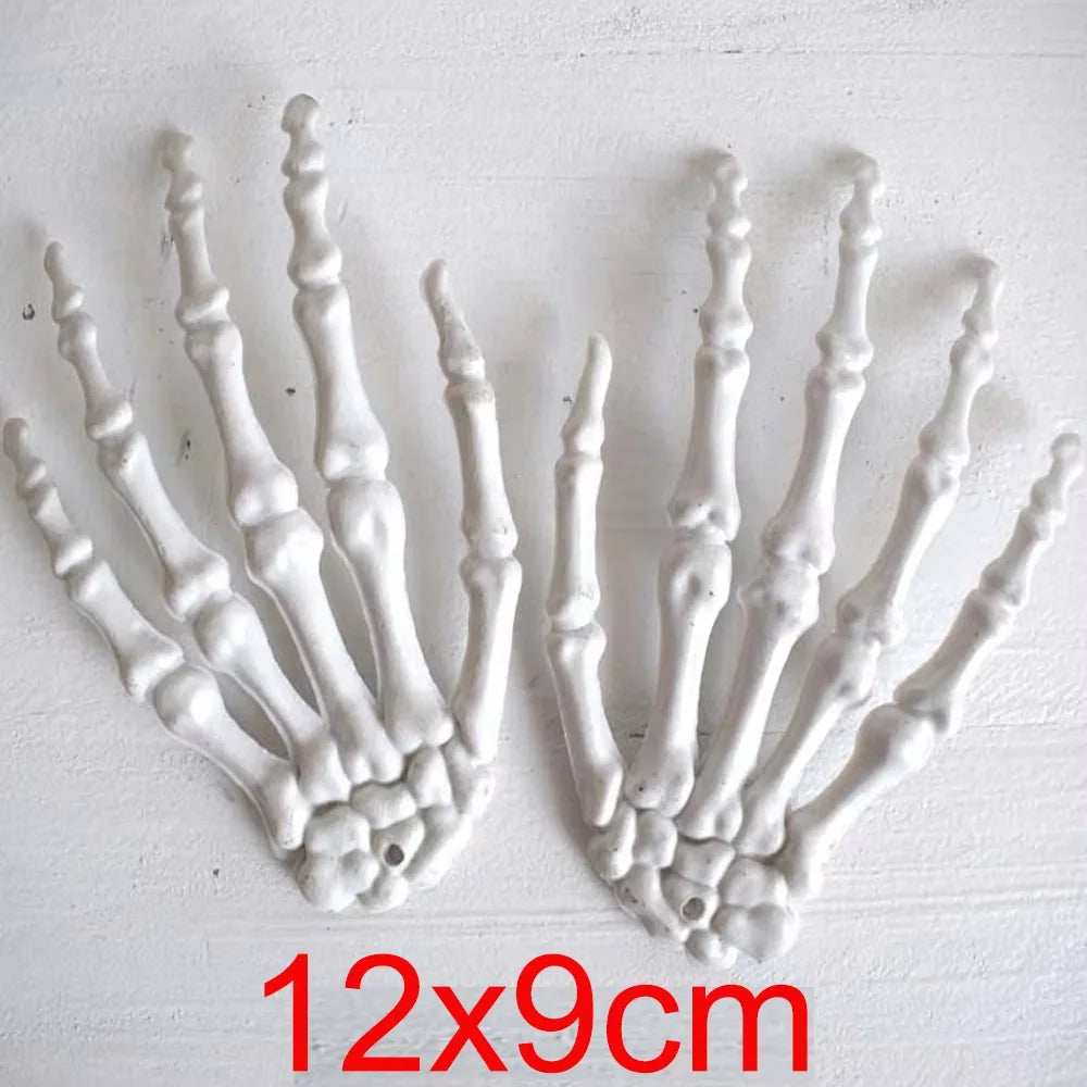 Realistic Skeleton Hand Skull Halloween Decor Prop - Zombie Haunted House Scary Plastic Decoration