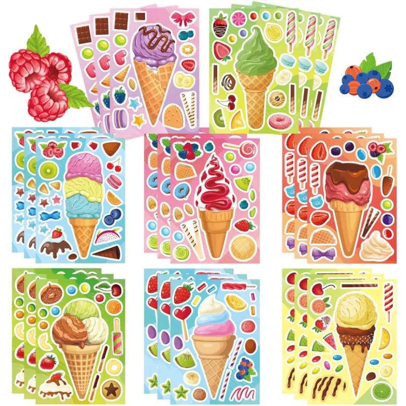 Ice Cream Dessert Stickers for Kids Kids Summer Party Decoration Set