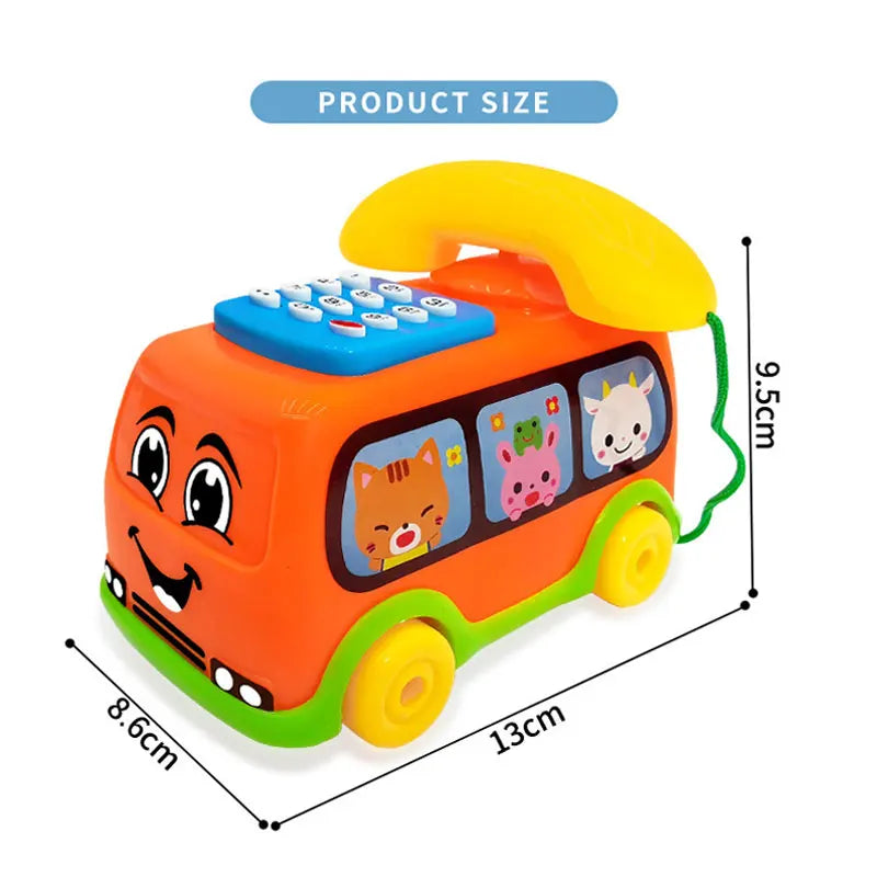 Kids' Educational Toy Phone Bus with Lights and Sound for Toddlers