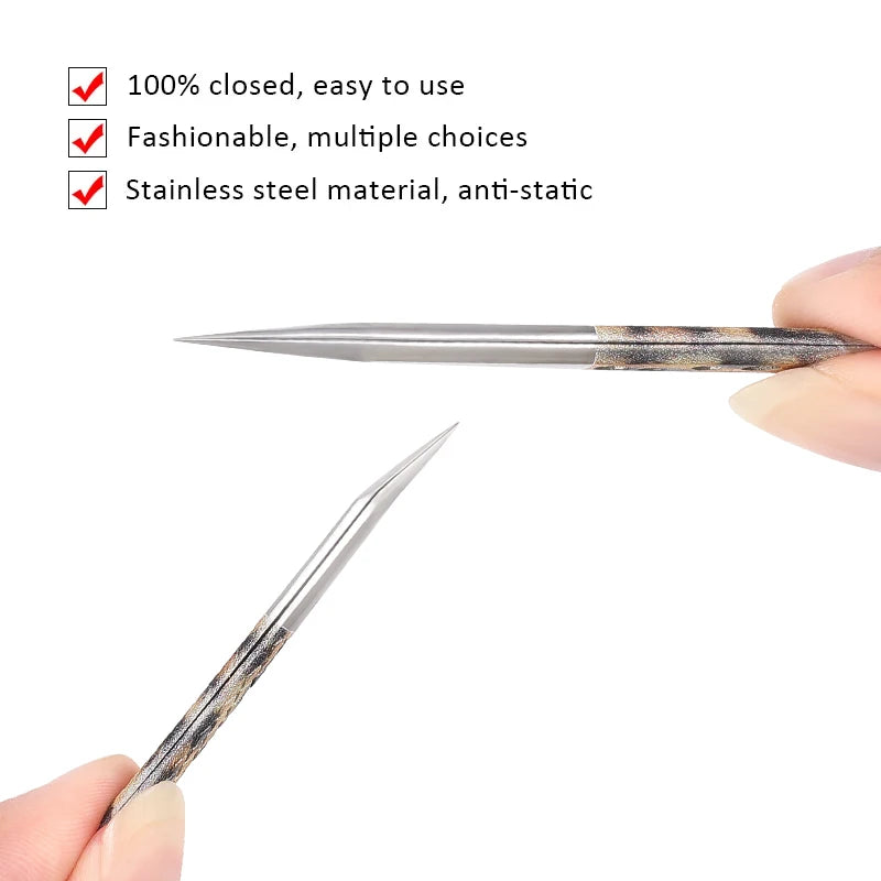Professional Eyelash Extension Tweezers - Stainless Steel, Anti-Static, Precision