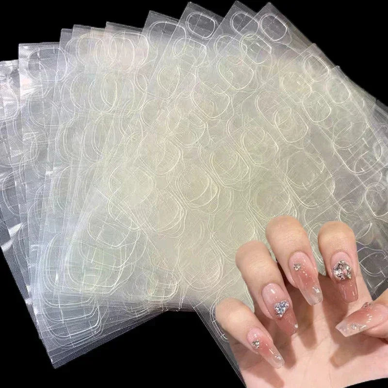 10-Pack Transparent Jelly Nail Tips Sticker with Double-Sided Gel Nail Glue for Press-On Nails