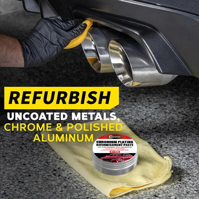 Universal Chrome Polish & Restorer Wax for Wheels Exhaust Tips Vehicle Accents