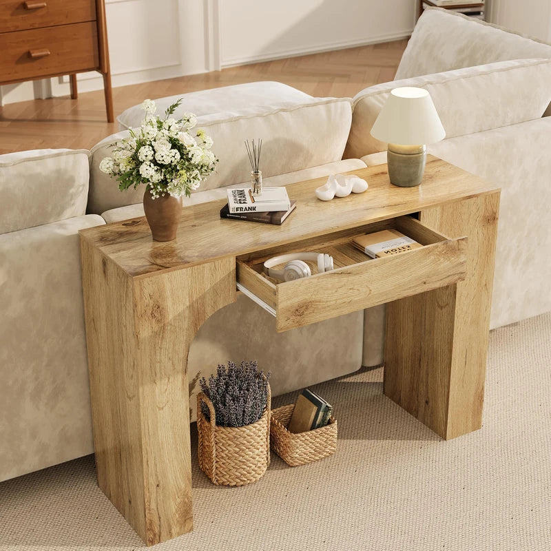 Farmhouse Console Table with Drawer - Narrow Entryway Sofa & Hallway Table