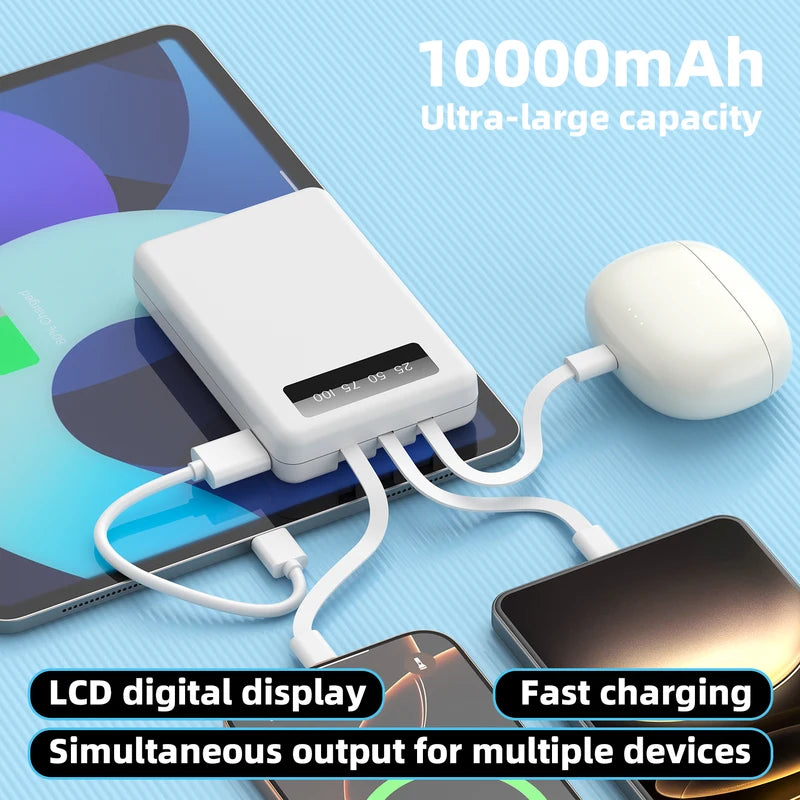 Portable Power Bank 10000mAh with LED Display & Multi-Device Charging