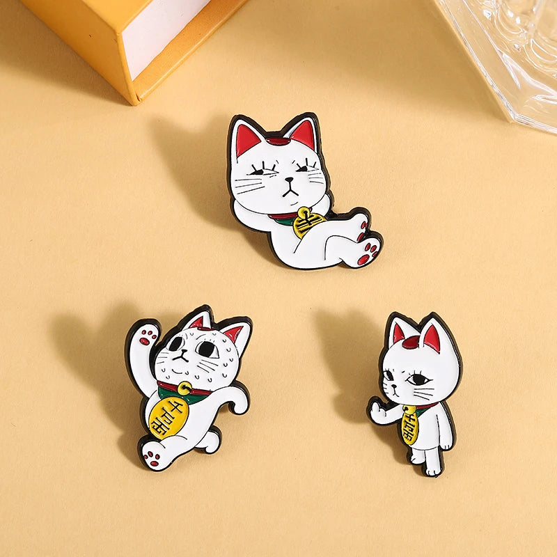 Anime Dandadan Turbo Granny Cat Enamel Lapel Pins - Lucky Running Cat Brooches for Jewelry & Gifts