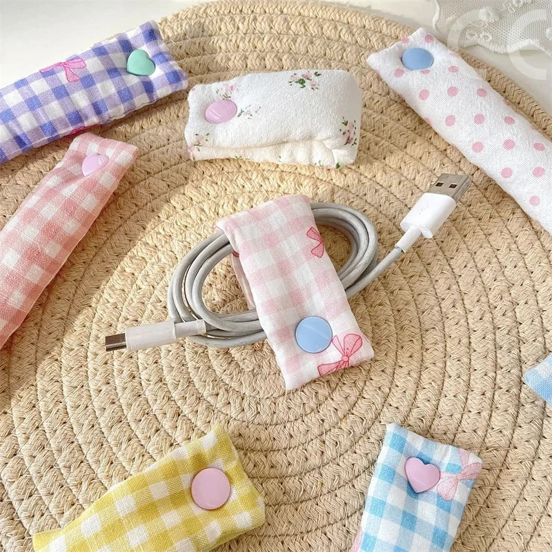 Floral Cable Tie - Reusable Cloth Cord Organizer for Earphone & Data Cables