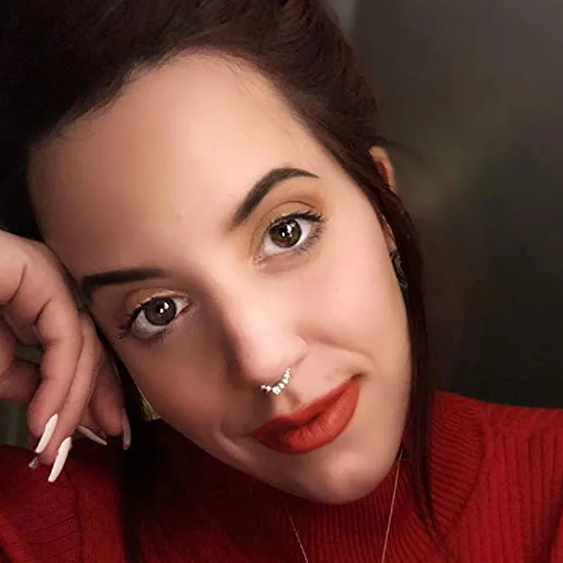 Fake Nose Septum Ring Clip On Hoop Jewelry for Women - Faux Non Pierced Earrings