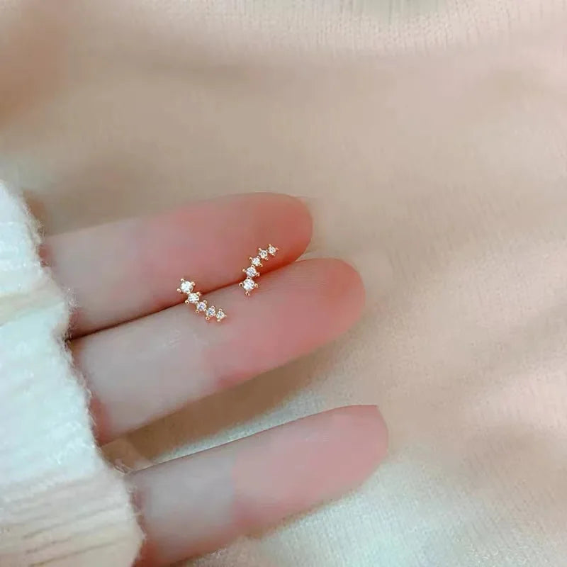 Trendy Small Rhinestone Earrings for Women - Meteor Style Stud Jewelry