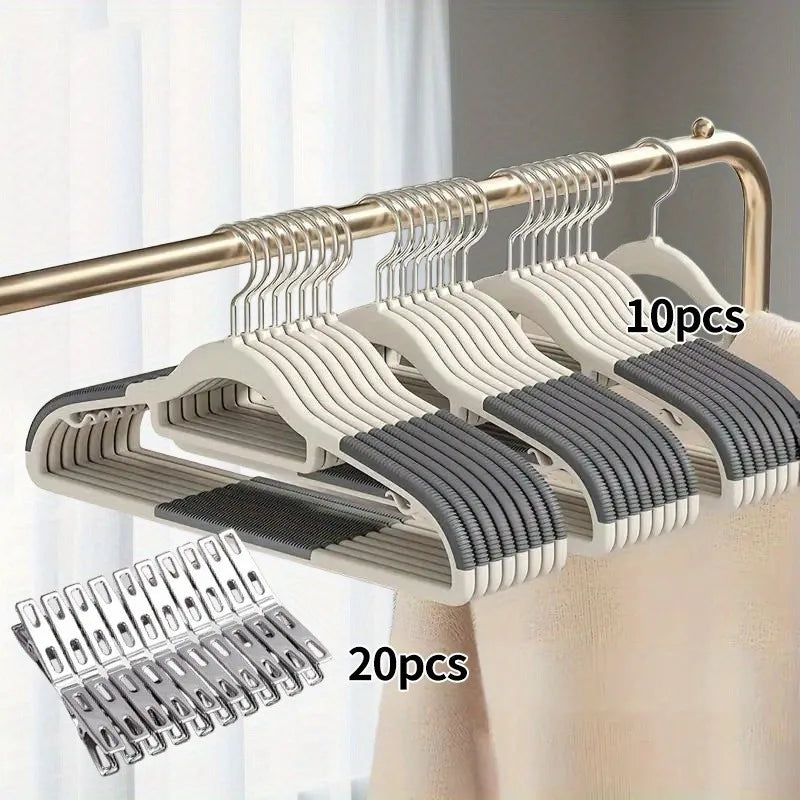 30pcs Heavy Duty Velvet Hangers Set with Clips - Anti Slip Closet Organization