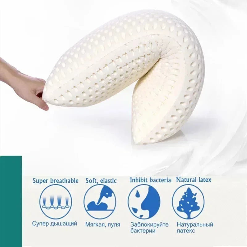 Natural Latex Cervical Pillow for Neck Pain Relief, Orthopedic Support, Breathable Sleep Comfort