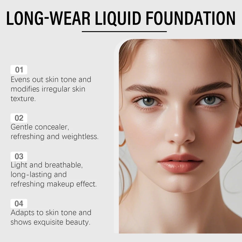 Color Changing SPF 50 Foundation - Long Lasting Natural Glow Face Makeup Base