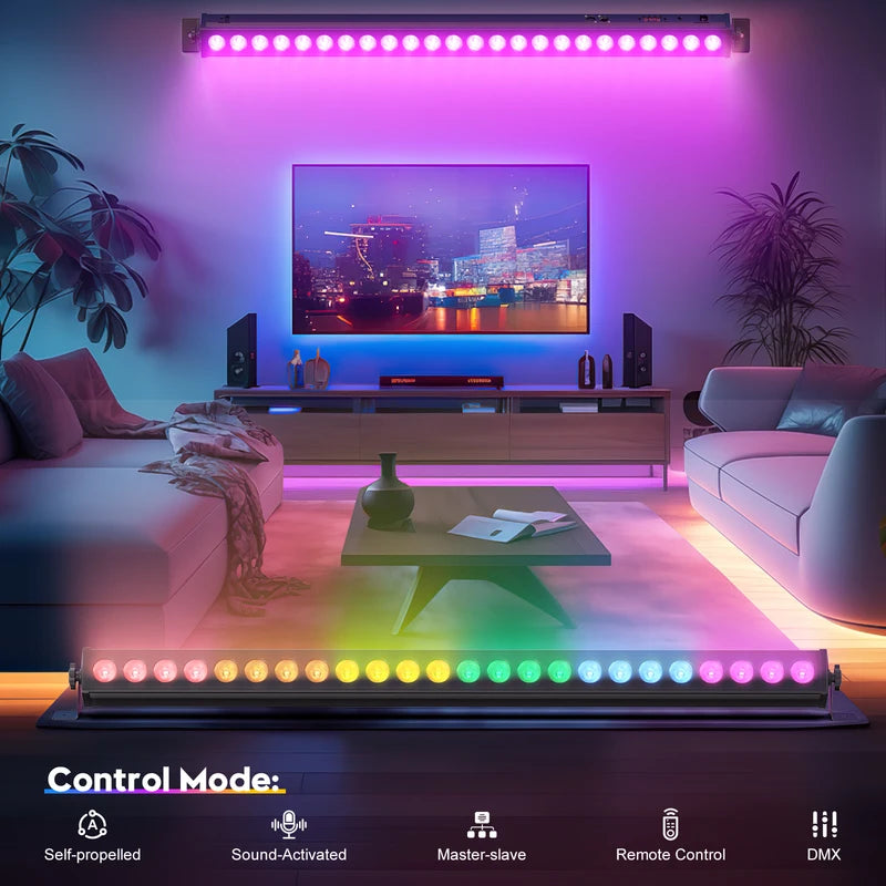 RGB LED Wall Wash Light Bar 60W with DMX512 Remote for Stage DJ Wedding