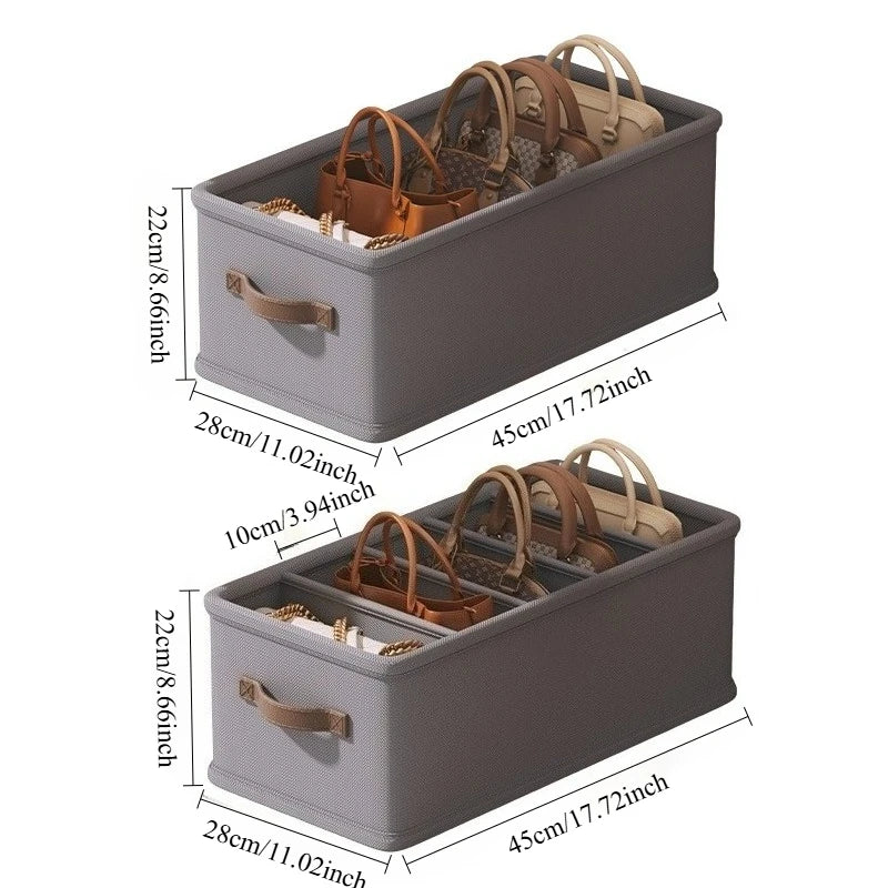 Foldable Multi-Grid Handbag Organizer Storage Box for Closet