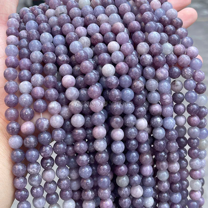 Natural Stone China Lepidolite Beads - Round Loose Spacer Beads for Jewelry Making
