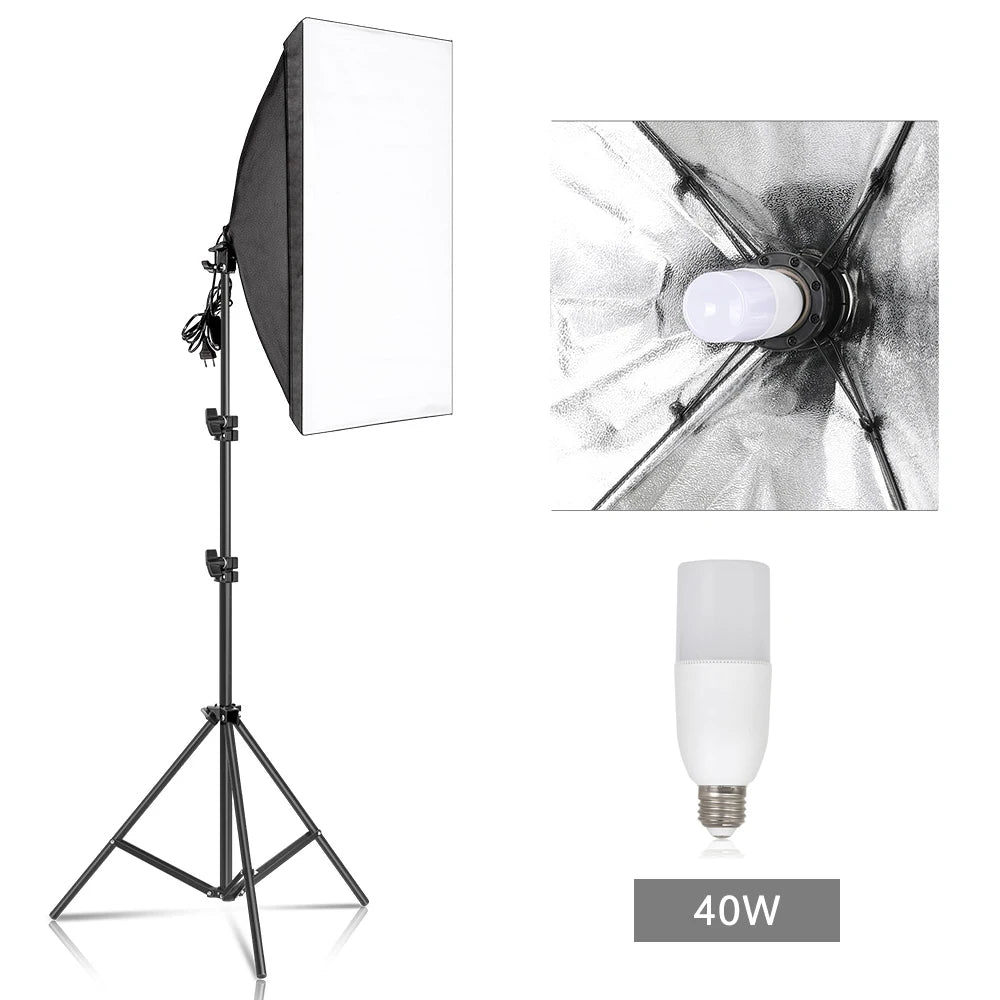 Photography Softbox Lighting Kit 50x70cm Studio Continuous Light System
