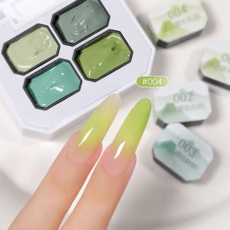 4-Color No-Wipe Gel Nail Polish Set for Nail Art & Gradient Designs - Summer Popular
