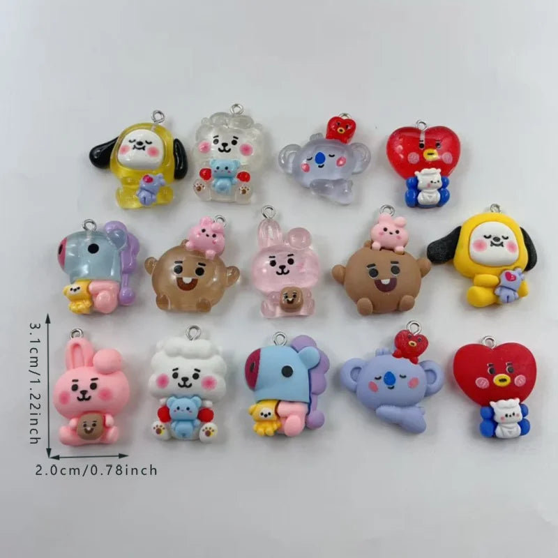 Kawaii Bunny Dog Charm Set for Jewelry Making & Crafts - 10 pcs