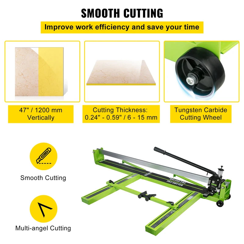 Manual Tile Cutter Infrared Laser Positioning 47-Inch Heavy Duty Ceramic & Porcelain