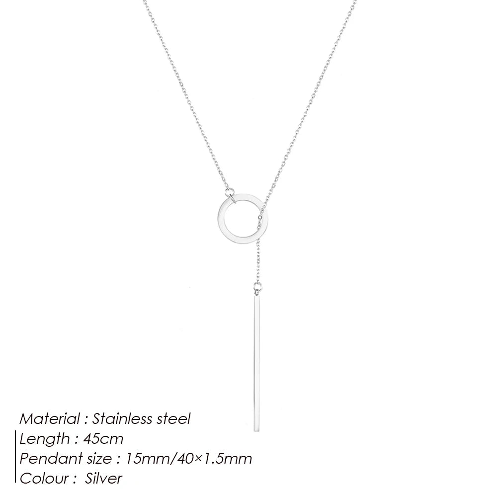 Minimalist Round Pendant Necklace for Ladies with Pearl and Leaf Design - Long Chain Jewelry Gift