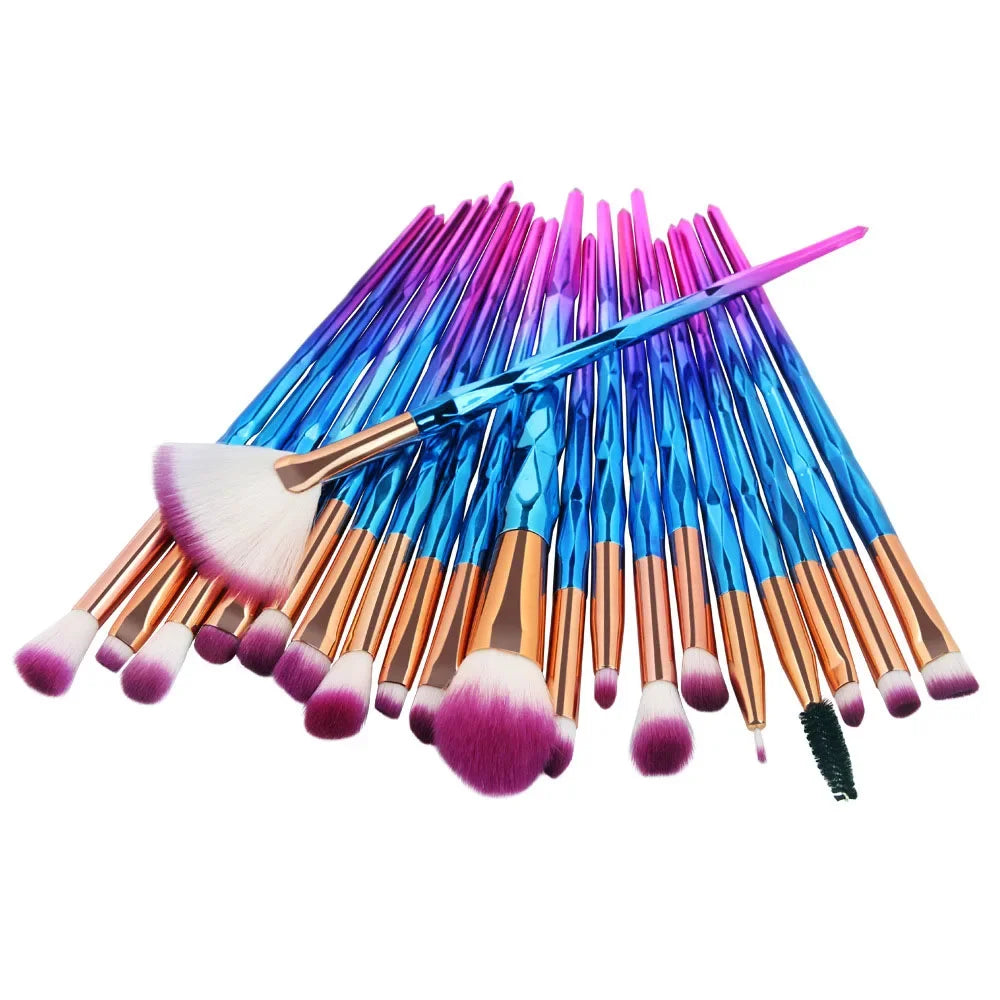 20Pcs Makeup Brush Set with Powder, Blush, Eye Shadow & Lip Brushes - Portable Cosmetic Tools