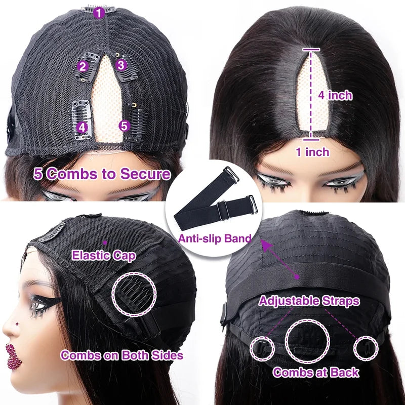 High Density Curly Water Wave Human Hair Wig 30-32 Inch Ready To Wear