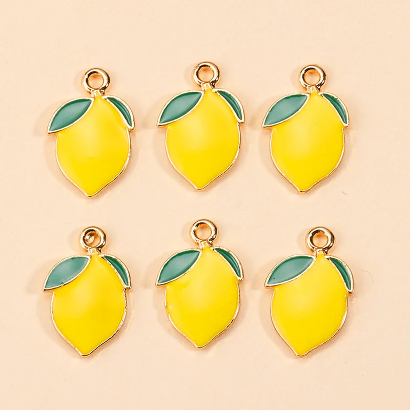 10Pcs Alloy Enamel Lemon Charm for Jewelry Making DIY Necklace Earrings Charms