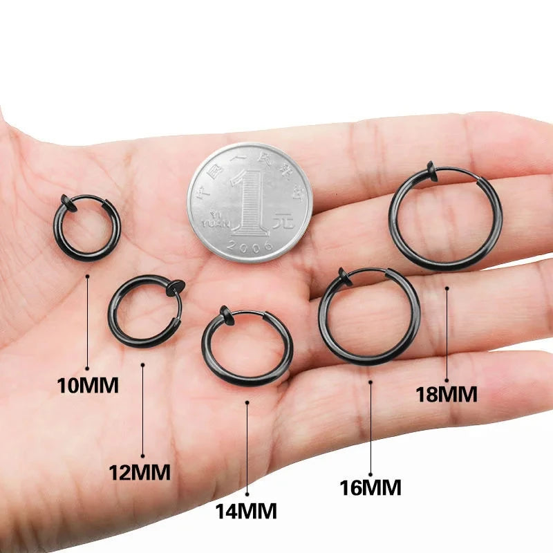 2Pcs Small Hoop Spring Ear Clips Earrings No Piercing Painless Fake Jewelry