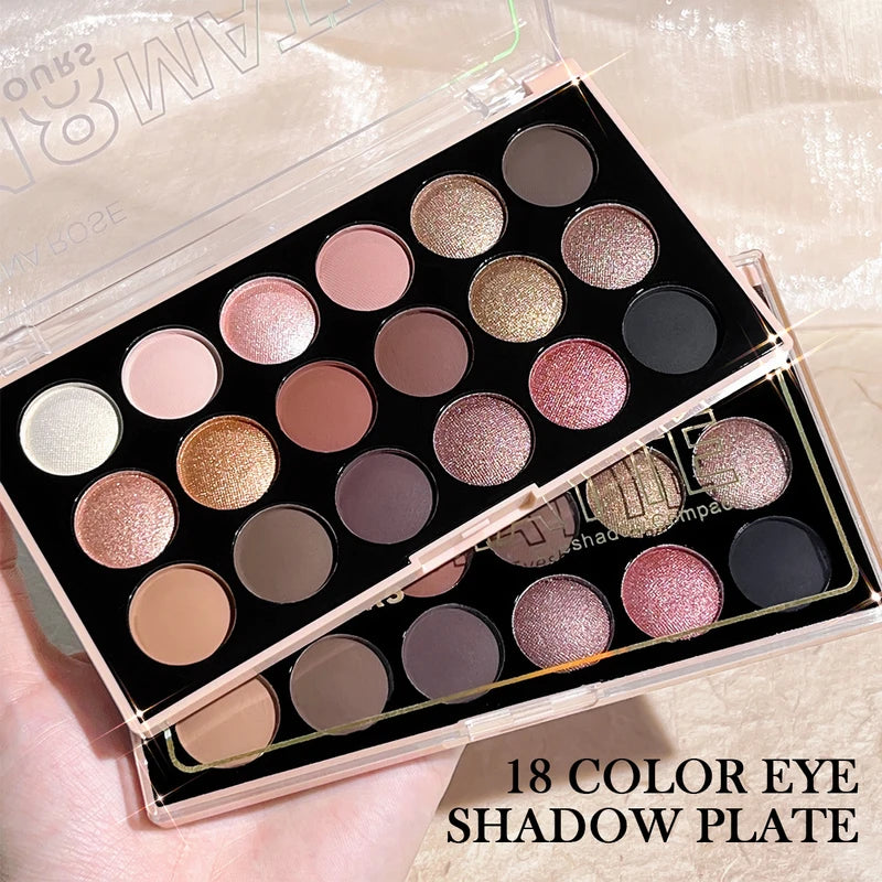 18-Color Earth Tone Eyeshadow Palette - Matte & Shimmer Versatile Makeup