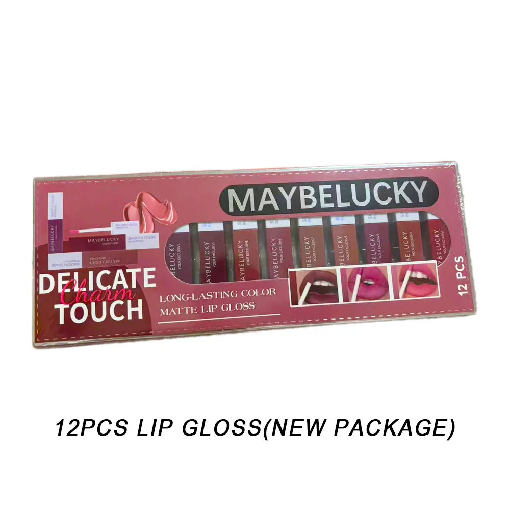 Matte Lipstick Set 12/24 Colors Long Lasting Waterproof Non-Stick Lip Makeup